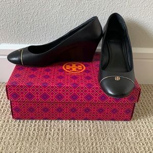 Tory Burch leather wedges only worn once!